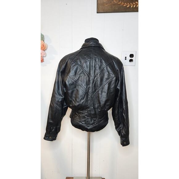 vintage Leather Bomber Jacket Black Previously Owned By Ohio Guitarist‎ Musician - Picture 6 of 16